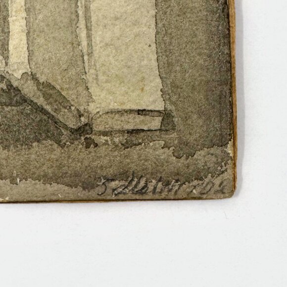 Antique 1902 Watercolor Painting - Montreal Harbor Boat Seascape - Picture 2 of 4